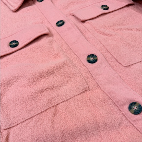 Pink Shacket Brushed Oversized Long Sleeve Button Down Shirt Jacket Fleece Plaid - Picture 9 of 17